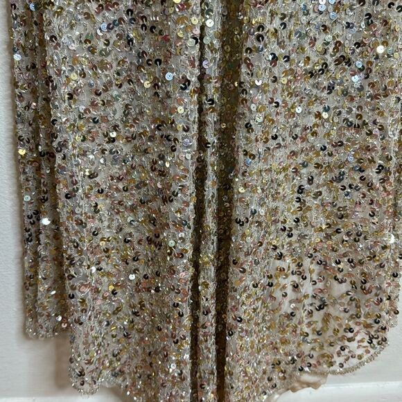 Mac Duggal Sequined Plunging V-Neck Sheath Dress 4930L Nude/Gold size 0 - Picture 11 of 14